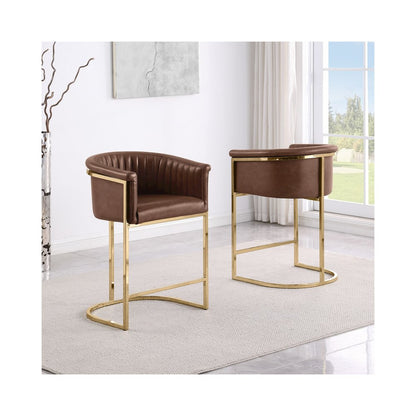 Leaather-Aire Counterheights 24" with Gold Chrome (Set of 2)
