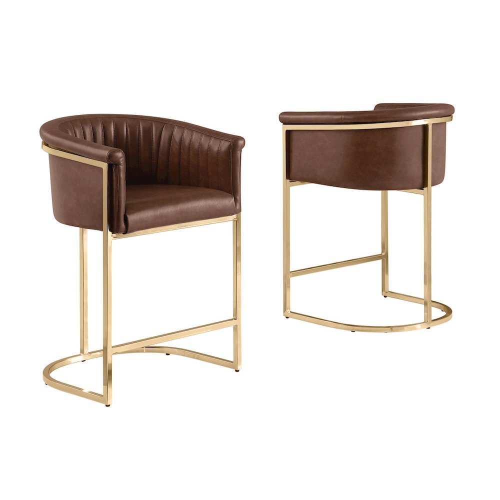 Leaather-Aire Counterheights 24" with Gold Chrome (Set of 2)