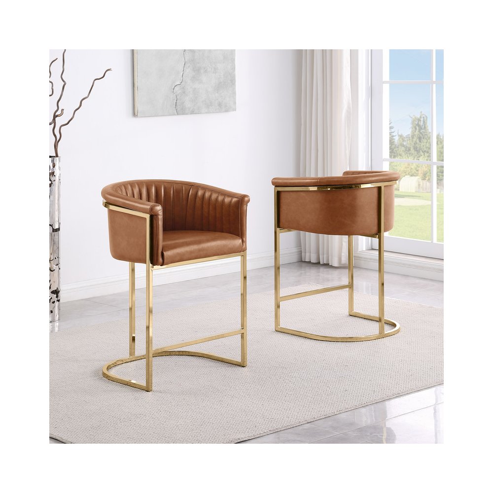 Leaather-Aire Counterheights 24" with Gold Chrome (Set of 2)