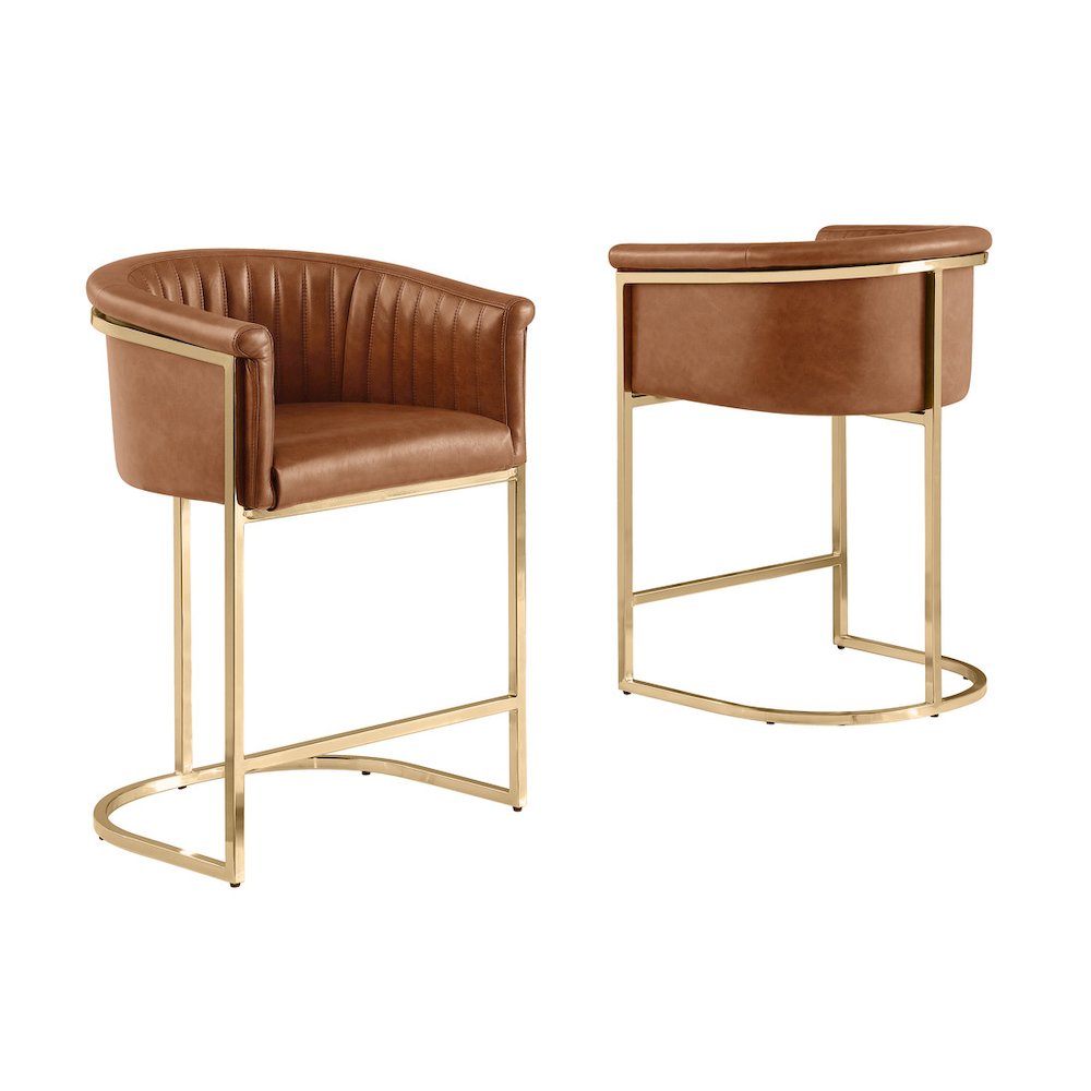 Leaather-Aire Counterheights 24" with Gold Chrome (Set of 2)