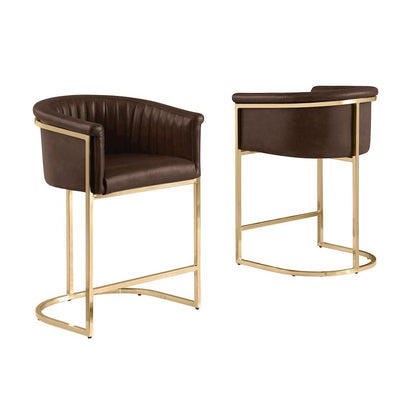 Leaather-Aire Counterheights 24" with Gold Chrome (Set of 2)