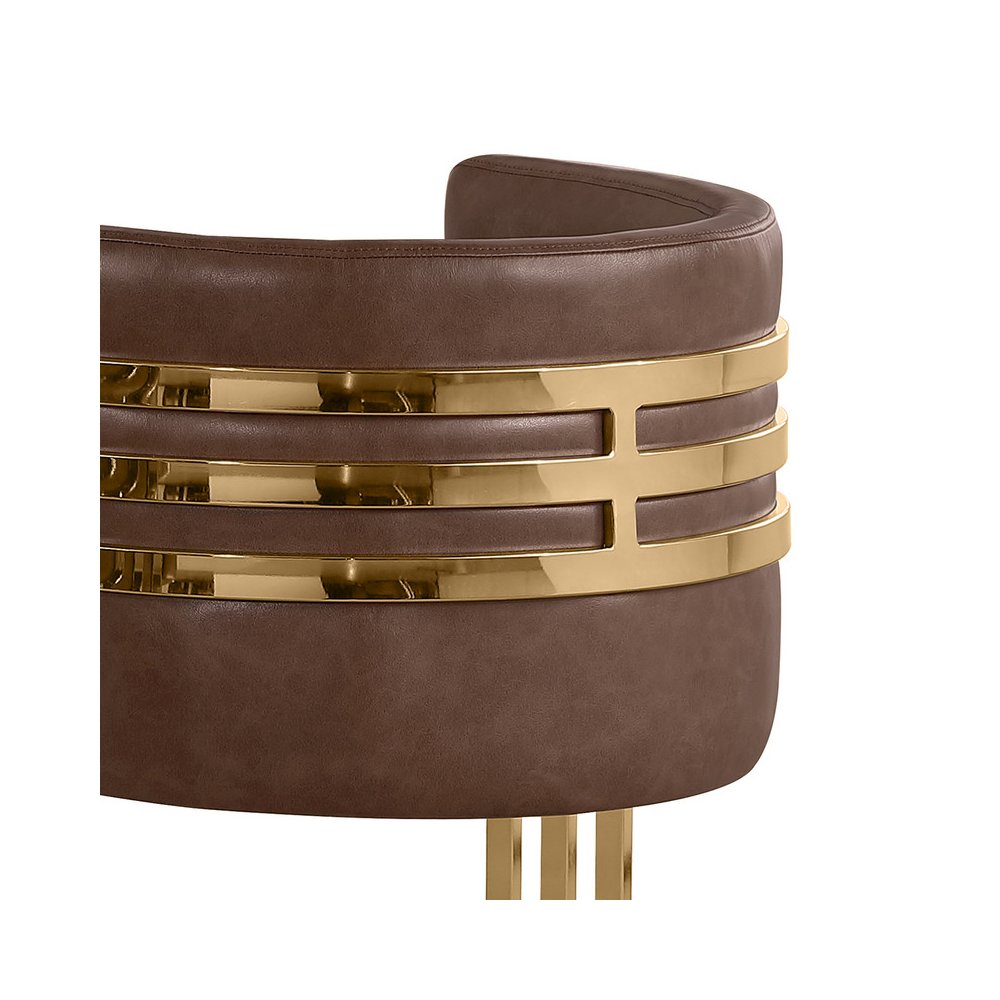 Leaather-Aire Mocha Counterheights 24" with Gold Chrome (Set of 2)