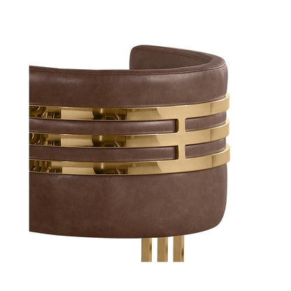 Leaather-Aire Mocha Counterheights 24" with Gold Chrome (Set of 2)