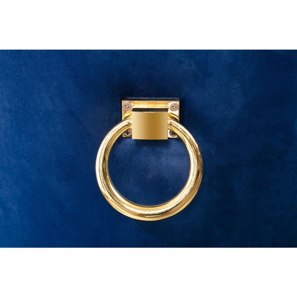 24" Velvet Counter Stool, Navy Blue, Chrome Gold Base (Set of 2)
