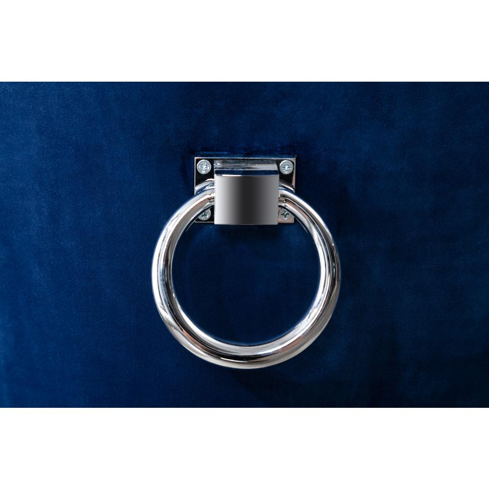 24" Velvet Counter Stool, Navy Blue, Chrome Base (Set of 2)