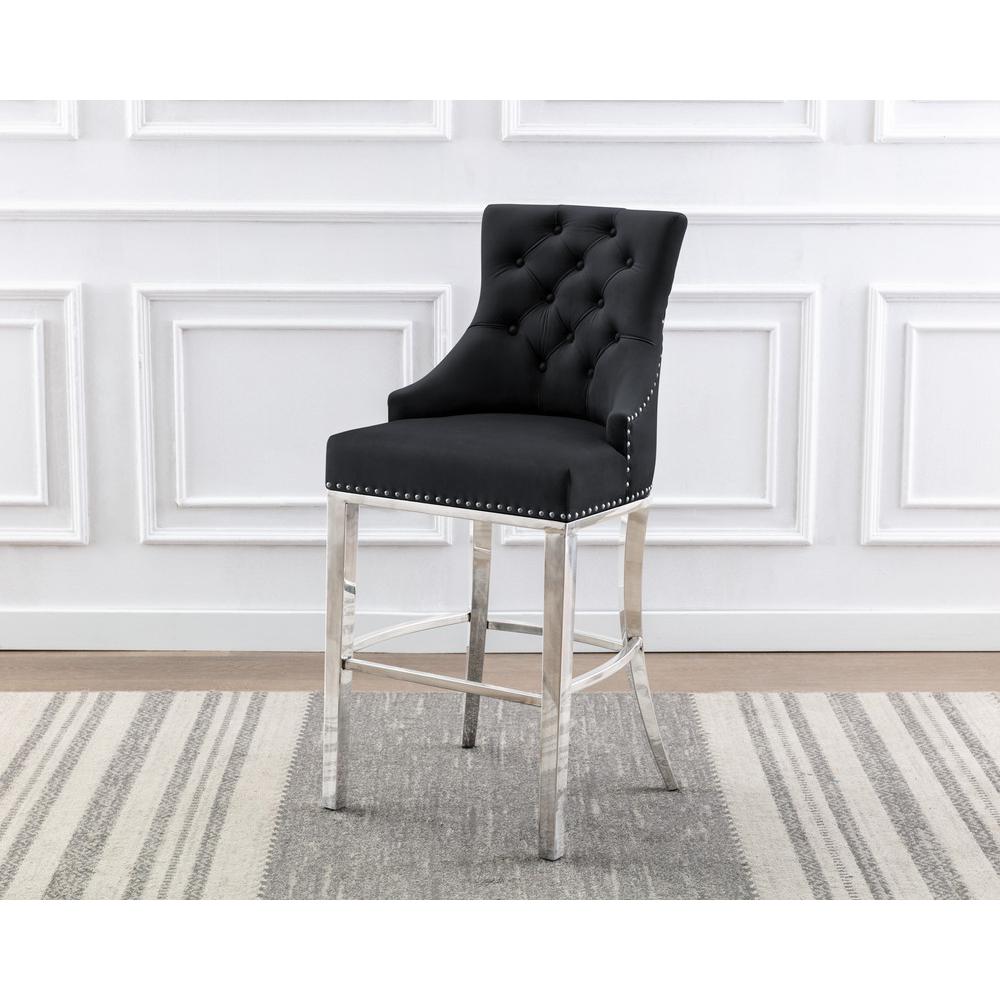 24" upholstered counter height chairs, stainless steel base (SET OF 2)
