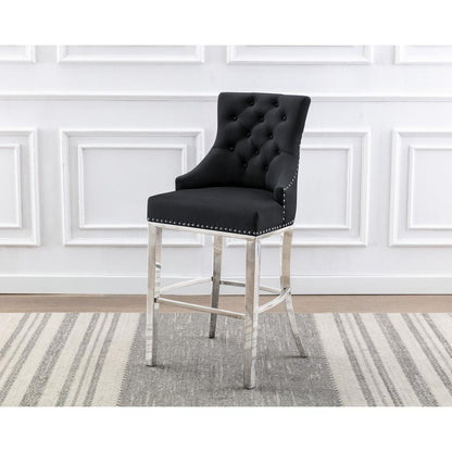 24" upholstered counter height chairs, stainless steel base (SET OF 2)