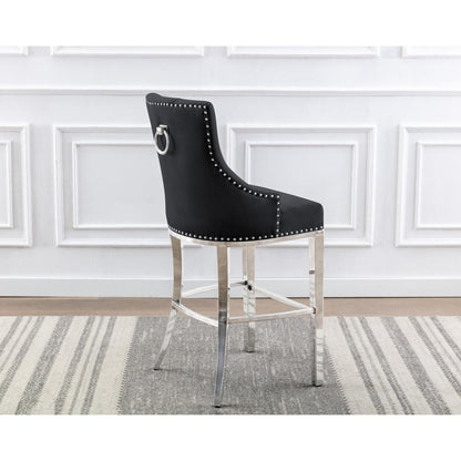 24" upholstered counter height chairs, stainless steel base (SET OF 2)