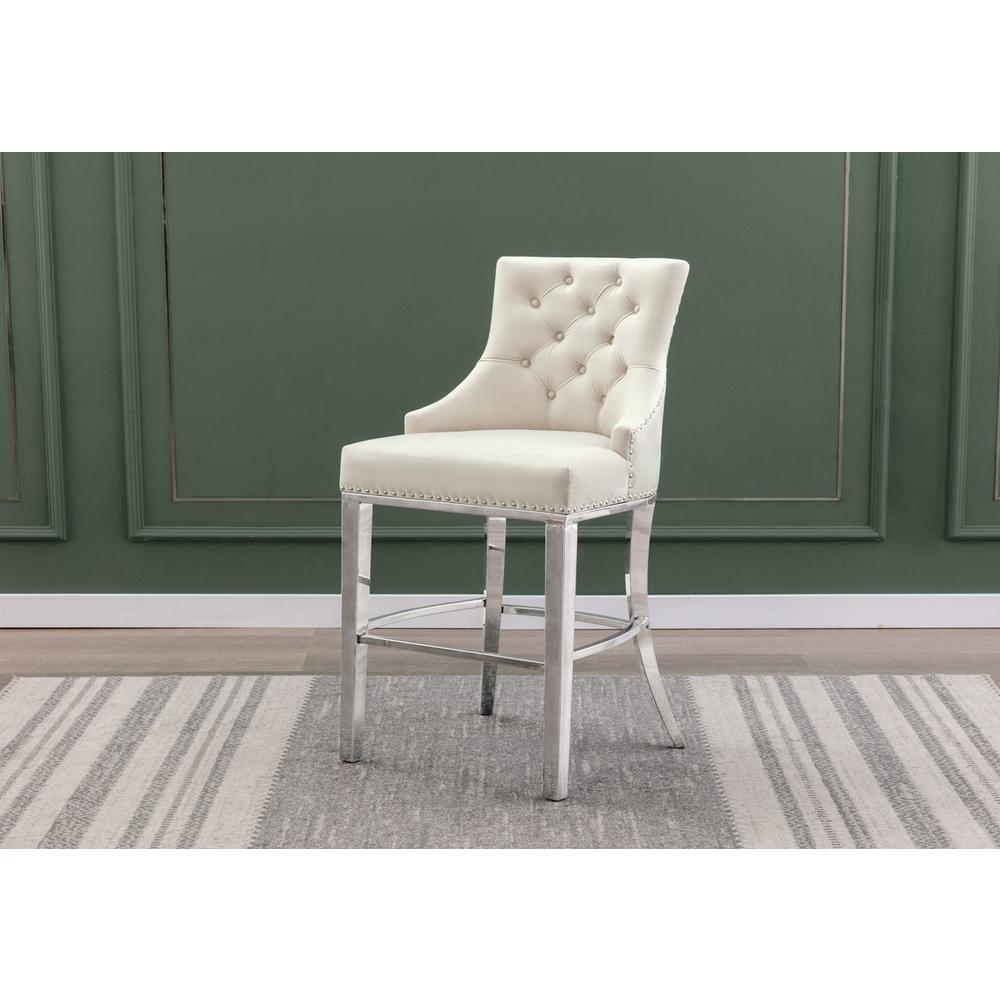 24" upholstered counter height chairs, stainless steel base (SET OF 2)