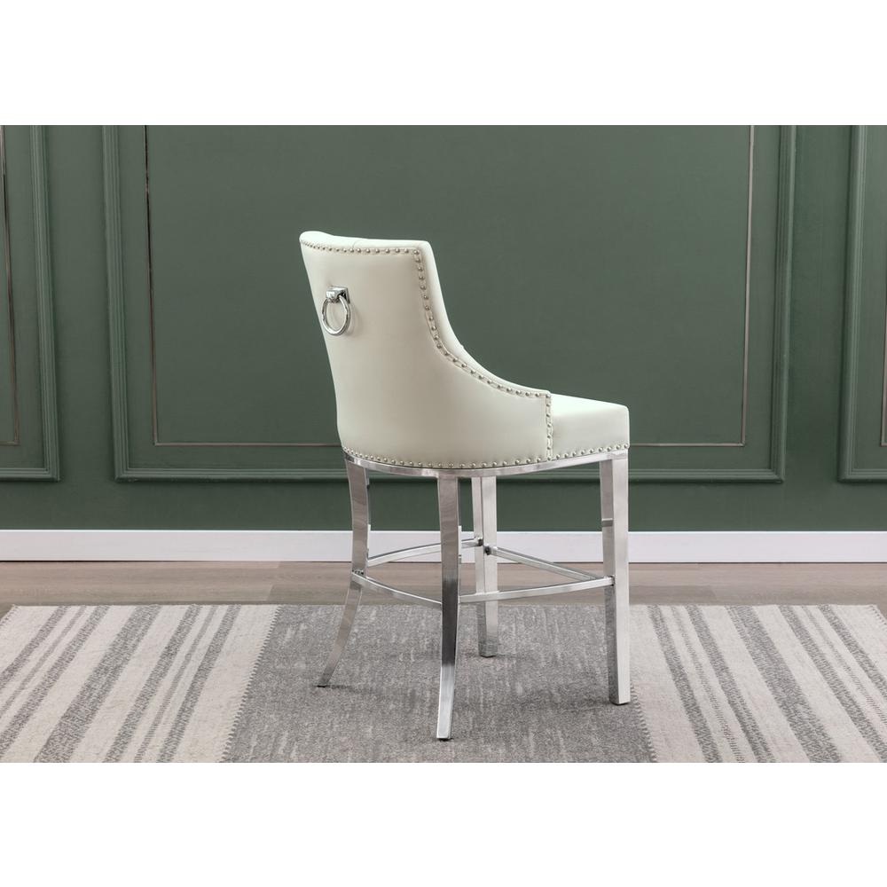 24" upholstered counter height chairs, stainless steel base (SET OF 2)