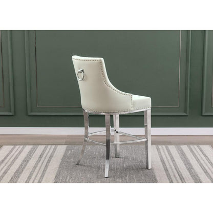 24" upholstered counter height chairs, stainless steel base (SET OF 2)