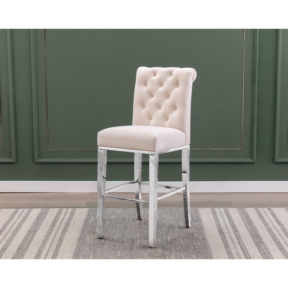 24" upholstered counter height chairs, stainless steel base (SET OF 2)