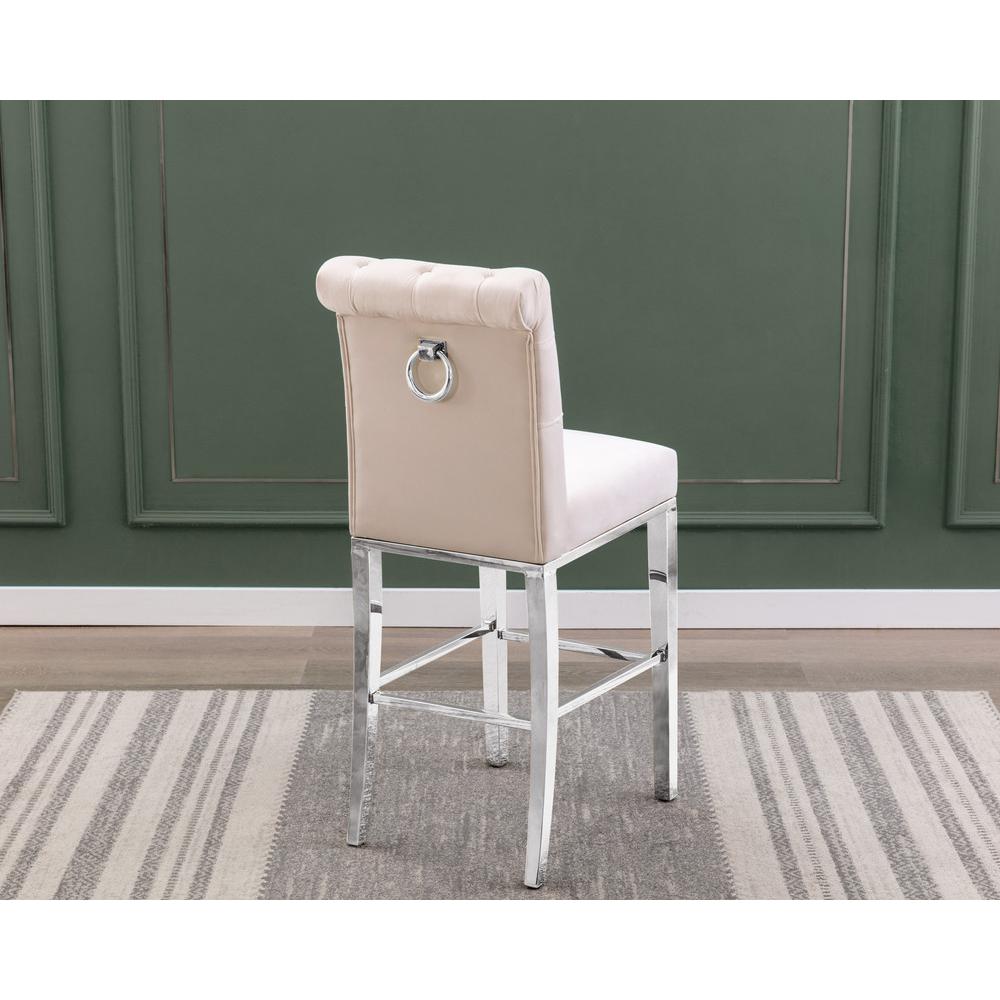 24" upholstered counter height chairs, stainless steel base (SET OF 2)