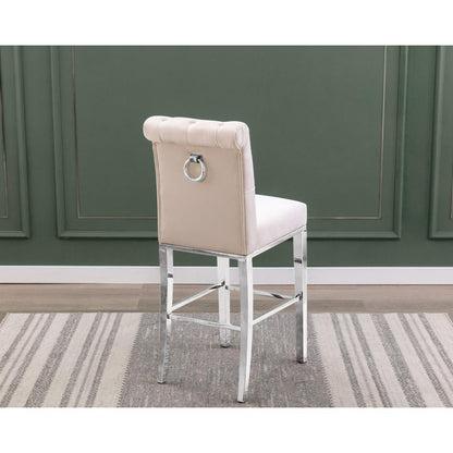 24" upholstered counter height chairs, stainless steel base (SET OF 2)