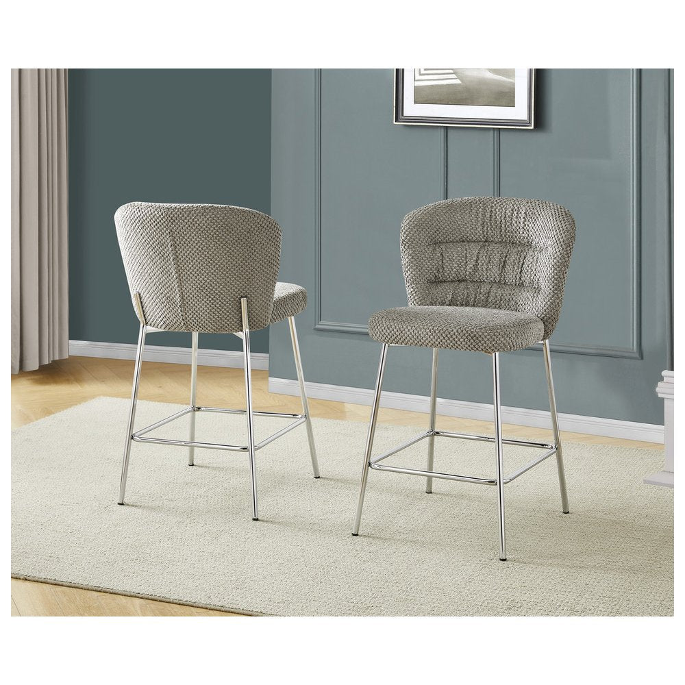 Gray With Chrome Base Counter-Height Chair, Set Of 2