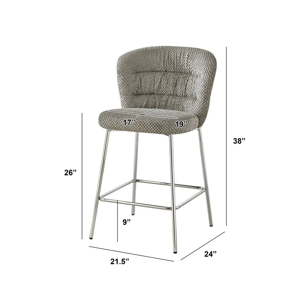 Gray With Chrome Base Counter-Height Chair, Set Of 2