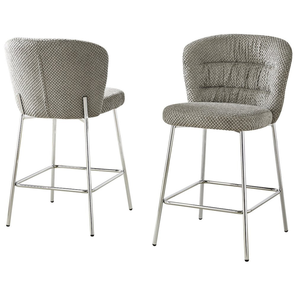 Gray With Chrome Base Counter-Height Chair, Set Of 2