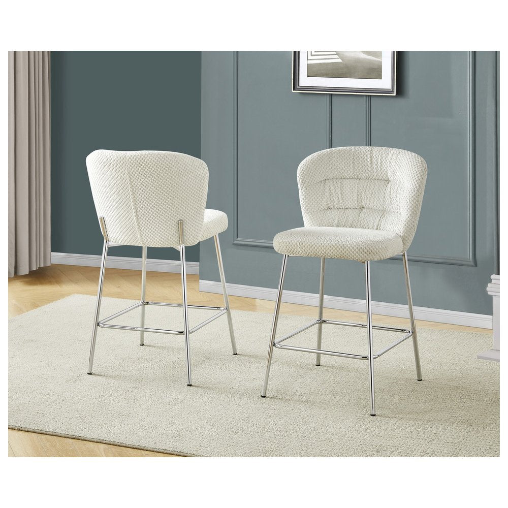 Cream With Chrome Base Counter-Height Chair, Set Of 2