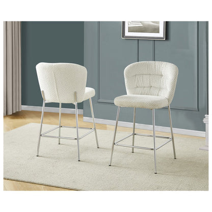 Cream With Chrome Base Counter-Height Chair, Set Of 2