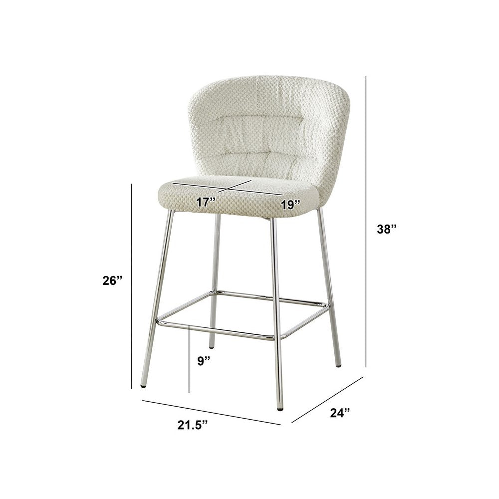 Cream With Chrome Base Counter-Height Chair, Set Of 2