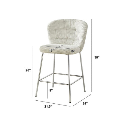 Cream With Chrome Base Counter-Height Chair, Set Of 2
