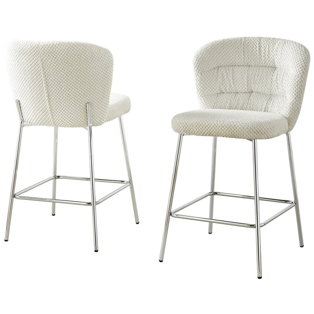 Cream With Chrome Base Counter-Height Chair, Set Of 2