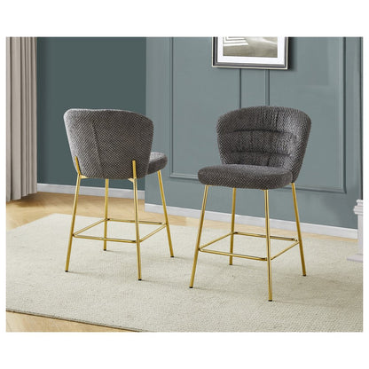 Dark Gray With Gold Base Counter-Height Chair, Set Of 2
