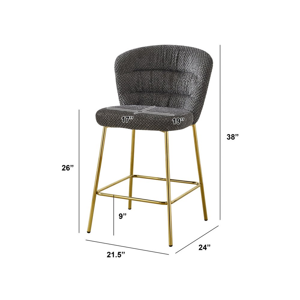 Dark Gray With Gold Base Counter-Height Chair, Set Of 2