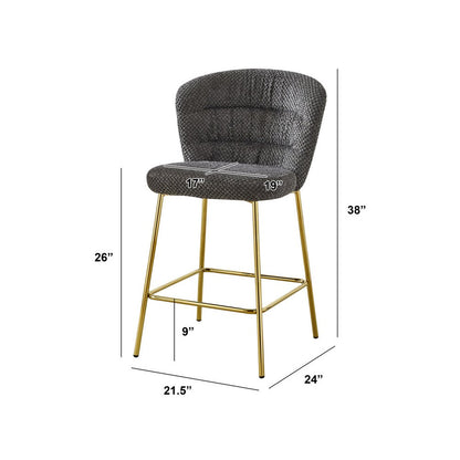 Dark Gray With Gold Base Counter-Height Chair, Set Of 2