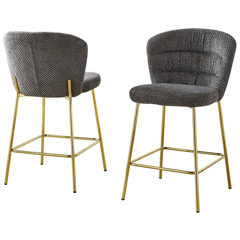 Dark Gray With Gold Base Counter-Height Chair, Set Of 2
