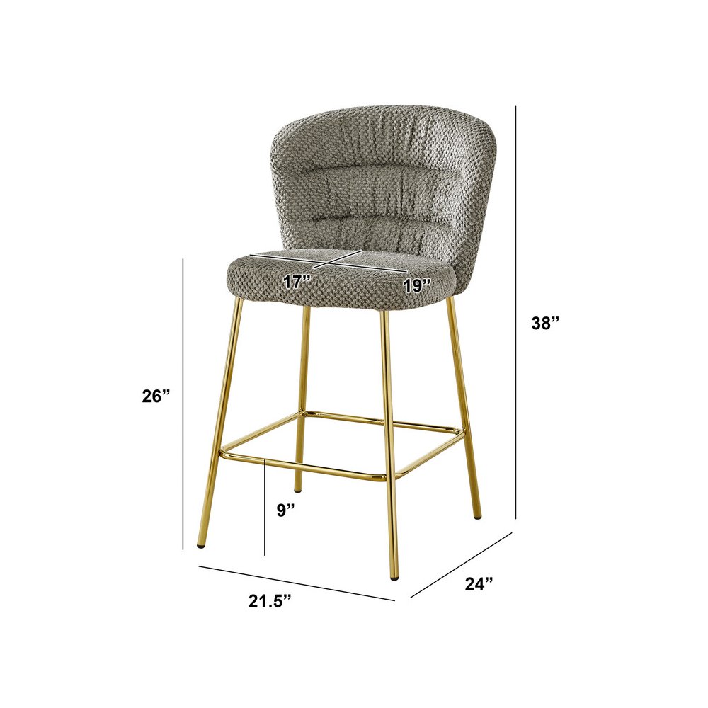 Gray With Gold Base Counter-Height Chair, Set Of 2