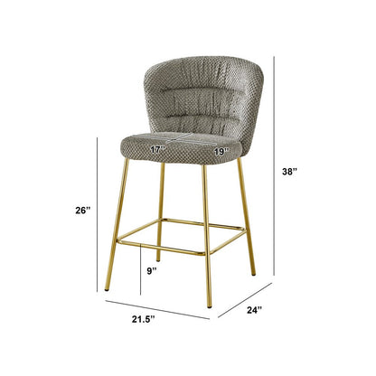 Gray With Gold Base Counter-Height Chair, Set Of 2