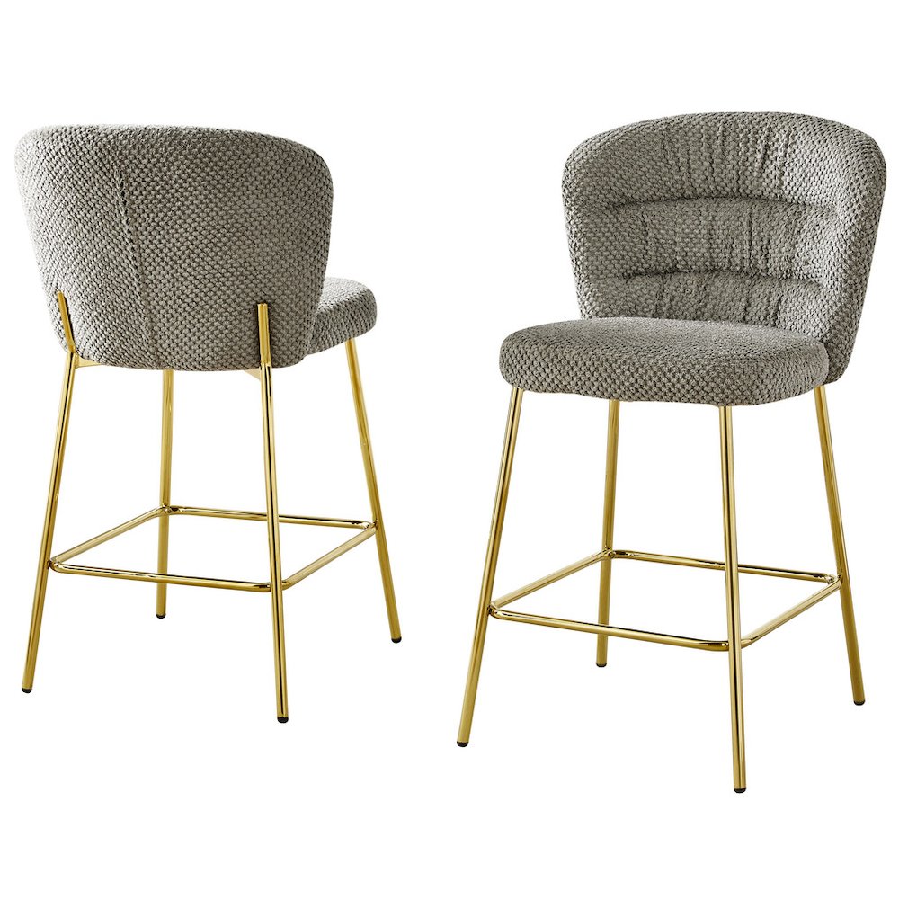 Gray With Gold Base Counter-Height Chair, Set Of 2