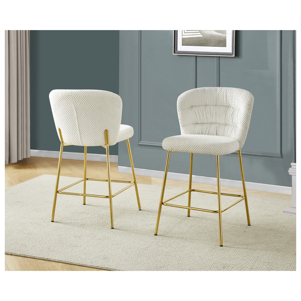 Cream With Gold Base Counter-Height Chairs, Set Of 2