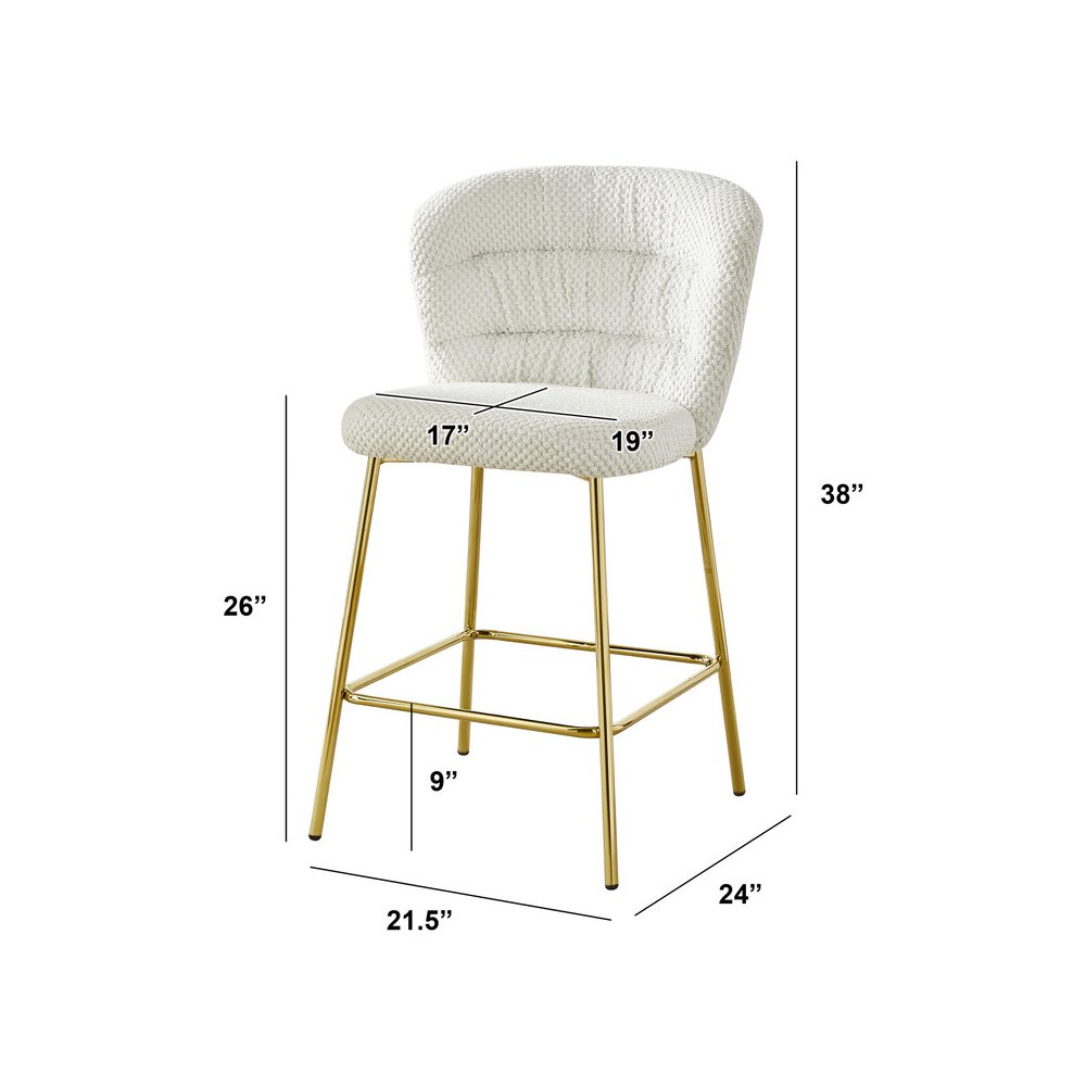 Cream With Gold Base Counter-Height Chairs, Set Of 2