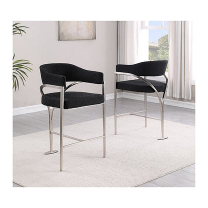 Black Boucle Fabric Counterheights with Gold Matte Chrome Base (Set of 2)