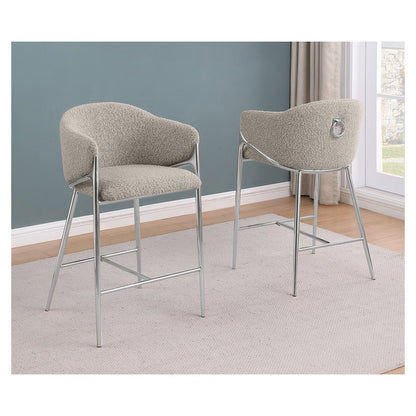 Gray Counterheight (26") In Boucle Fabric And Silver Chrome Base (Set Of 2)