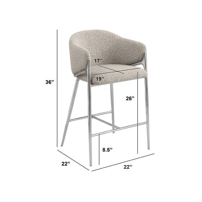 Gray Counterheight (26") In Boucle Fabric And Silver Chrome Base (Set Of 2)