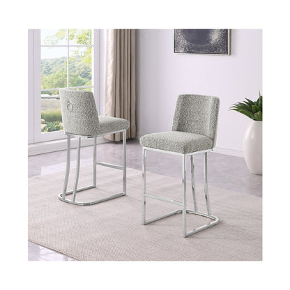 Rich Gray With Silver Base Counter-Height Chairs, Set Of 2