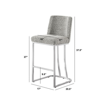 Rich Gray With Silver Base Counter-Height Chairs, Set Of 2