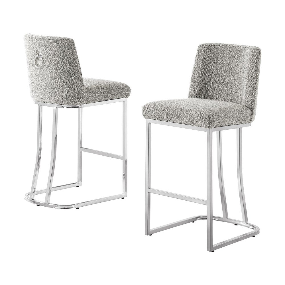 Rich Gray With Silver Base Counter-Height Chairs, Set Of 2