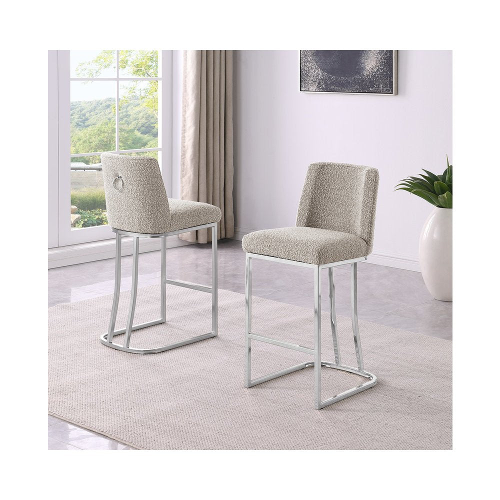 Gray With Silver Base Counter-Height Chairs, Set Of 2