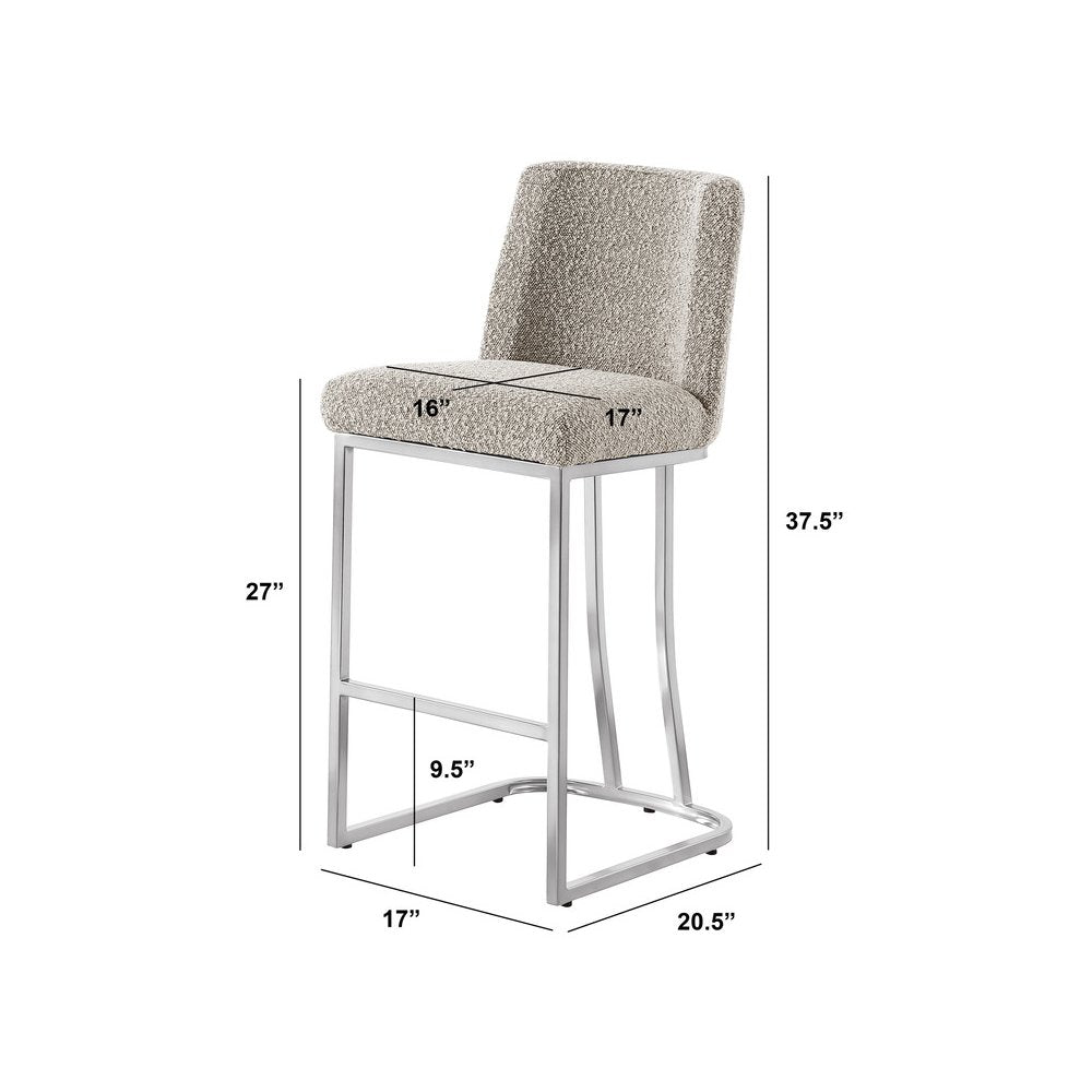 Gray With Silver Base Counter-Height Chairs, Set Of 2