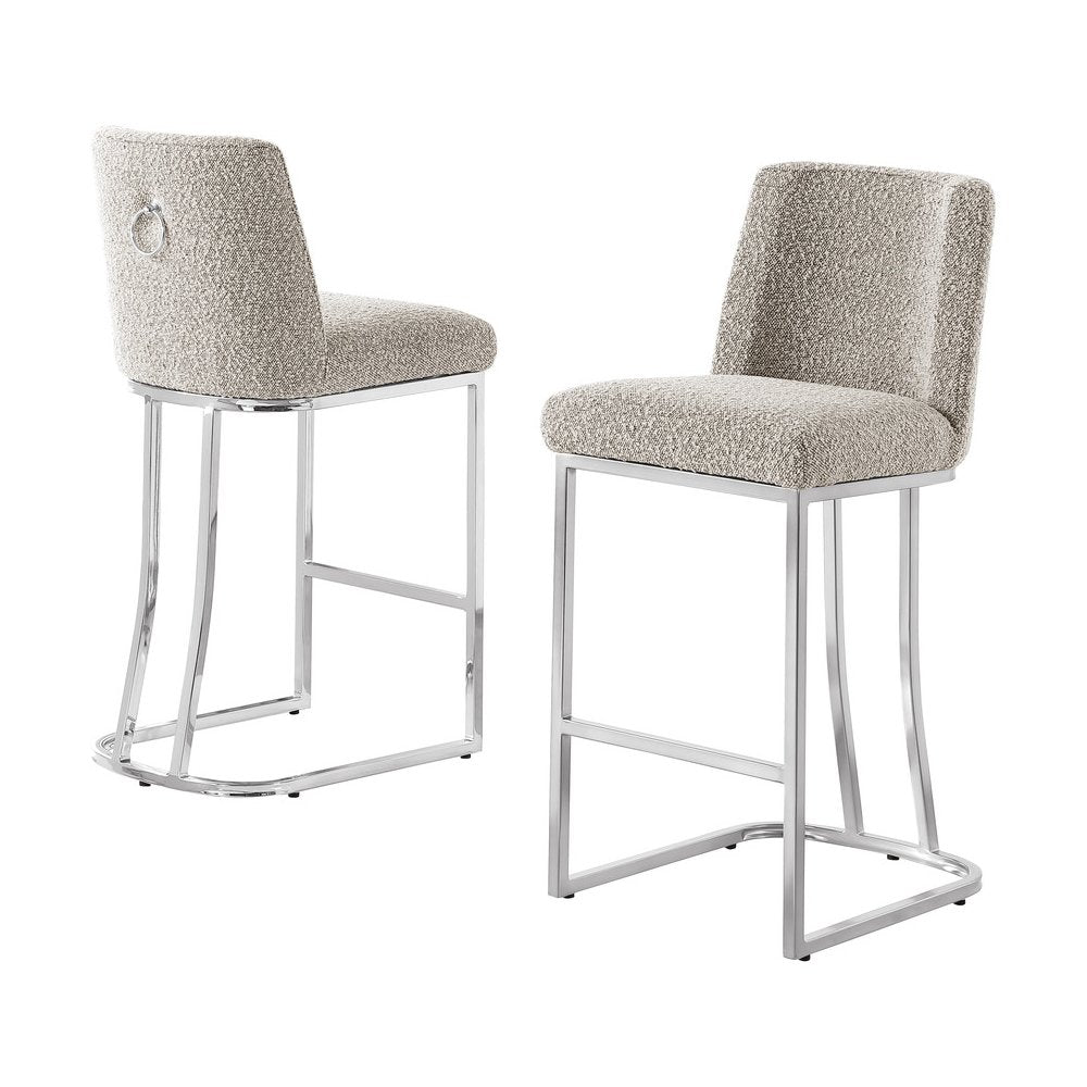 Gray With Silver Base Counter-Height Chairs, Set Of 2