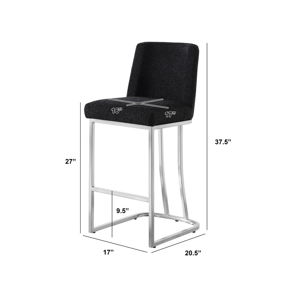 Black With Silver Base Counter-Height Chairs, Set Of 2