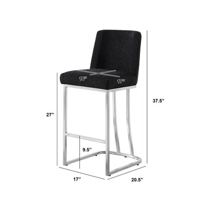 Black With Silver Base Counter-Height Chairs, Set Of 2