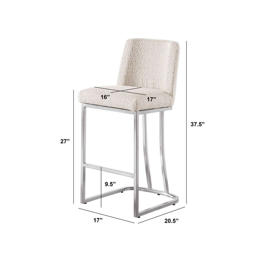Cream With Silver Base Counter-Height Chairs, Set Of 2