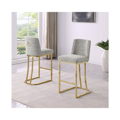 Rich Gray With Gold Base Counter-Height Chairs, Set Of 2