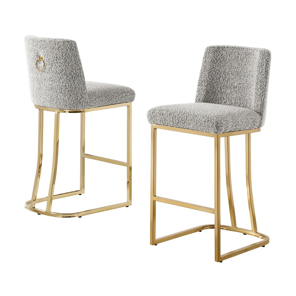 Rich Gray With Gold Base Counter-Height Chairs, Set Of 2