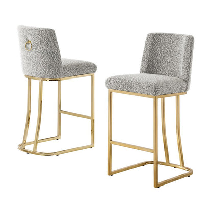 Rich Gray With Gold Base Counter-Height Chairs, Set Of 2
